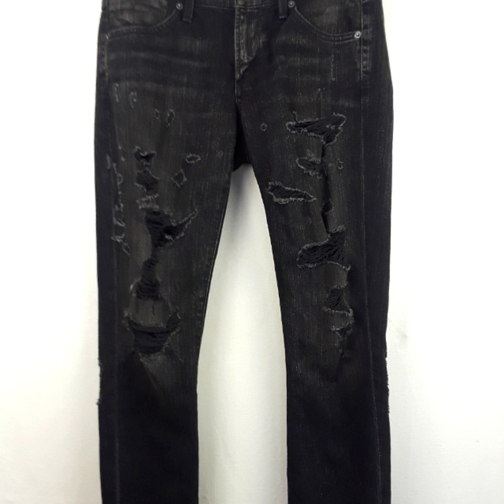 Agolde Black Distressed Chloe Ankle Jeans Size 27